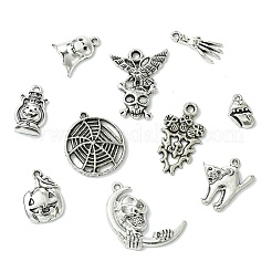 100Pcs 10 Styles Halloween Theme Tibetan Style Alloy Pendants&nbsp;FIND-CJ0004-45