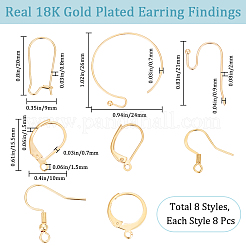 64Pcs 8 Style 304 Stainless Steel & Brass Earring Hooks & Leverback Hoop & Hoop Earrings Findings&nbsp;DIY-BBC0001-77