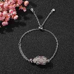 Natural Rose Quartz Bullet Link Slider Bracelets&nbsp;BJEW-JB09901-02