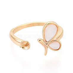 Butterfly Brass Shell Cuff Ring Settings&nbsp;KK-T076-43G