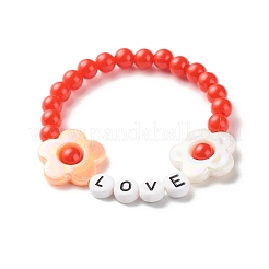 Love Flower Beads Stretch Bracelet for Kid&nbsp;BJEW-JB06954
