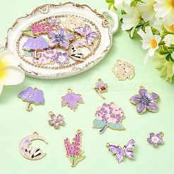 22Pcs 11 Styles Light Gold Plated Alloy Enamel Pendants&nbsp;ENAM-YW0008-41