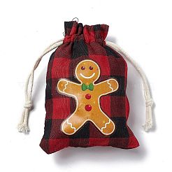 Christmas Theme Rectangle Jute Bags with Jute Cord&nbsp;ABAG-E006-01E