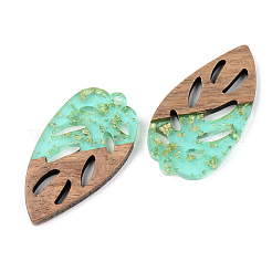 Transparent Resin & Walnut Wood Pendants&nbsp;RESI-S389-048A-B02