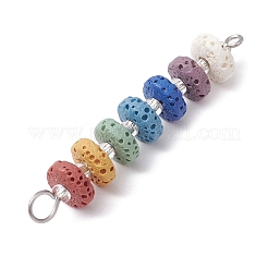 Chakra Natural Lava Rock Dyed Beaded Connector Charms&nbsp;PALLOY-JF02546-01