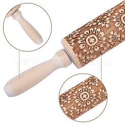 Flower Print Wood Rolling Pin&nbsp;AJEW-WH0314-689A