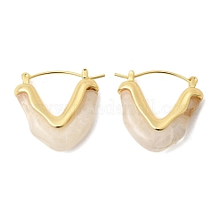 Brass Resin Hoop Earrings&nbsp;EJEW-P333-11A-G01