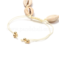Natural Cowrie Shell Braided Bead Anklets Set for Girl Women&nbsp;AJEW-AN00451-02