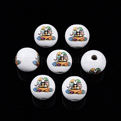 Easter Theme Printed Wooden Beads&nbsp;WOOD-D006-02