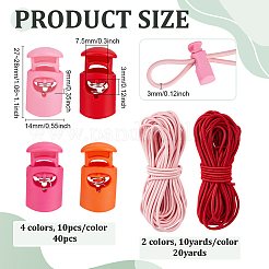 40Pcs 4 Colors Plastic Spring Cord Locks&nbsp;KY-PH0002-33A