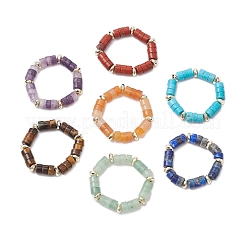 Synthetic Hematite Beads & Natural Red Aventurine/ Red Jasper/ Green Aventurine/ Tiger Eye/ Turquoise/ Lapis Lazuli/ Lepidolite Finger Rings for Women&nbsp;RJEW-JR00873