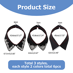 6Pcs 6 Styles Polyester & Glass Rhinestone Fake Shirt Collar&nbsp;DIY-HS0001-71