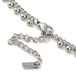 Non-Tarnish 304 Stainless Steel Round Ball Charms Link Chain Necklaces&nbsp;NJEW-G119-01P