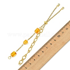 Natural Amber Beads & 304 Stainless Steel Oval Link Chain Slider Bracelet Making&nbsp;AJEW-JB01609