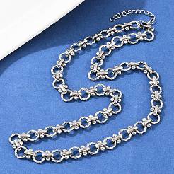 8MM 304 Stainless Steel Textured Ring Link Chain Necklaces&nbsp;NJEW-Z105-04P-01