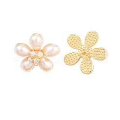 Flower Brass Micro Pave Clear Cubic Zirconia Stud Earrings&nbsp;EJEW-T051-07G