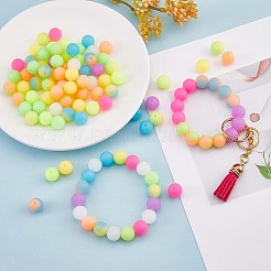 120Pcs Silicone Beads 12mm Fluorescent Silicone Beads for Keychain Making&nbsp;JX328A