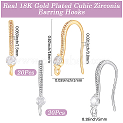 16Pcs 2 Colors Brass Cubic Zirconia Earring Hooks&nbsp;KK-BBC0027-64