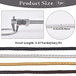 5M Braided Round PU Leather Jewelry Cord&nbsp;OCOR-GF0004-96B-04