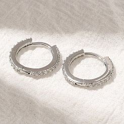 Rack Plating Brass Micro Pave Cubic Zirconia Hoop Earrings&nbsp;EJEW-H143-15P-01