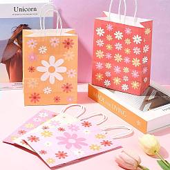 12Pcs 5 Colors Rectangle with Sunflower Pattern Paper Gift Bags&nbsp;CARB-FS0001-06