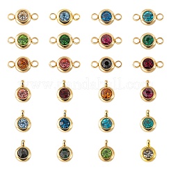 24Pcs 12 Colors 304 Stainless Steel Rhinestone Charms & Links connectors&nbsp;STAS-LS0001-28G