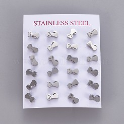 Tarnish Resistant 304 Stainless Steel Kitten Stud Earrings&nbsp;EJEW-F227-11P