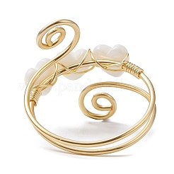 Natural Shell Heart Cuff Ring&nbsp;RJEW-JR00644-02