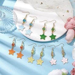 304 Stainless Steel Glass Dangle Earrings&nbsp;EJEW-JE05848