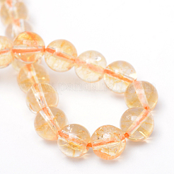 Round Natural Citrine Bead Strands&nbsp;X-G-R345-10mm-21