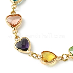 Colorful Glass Heart Link Bracelets&nbsp;BJEW-JB10578
