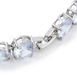 Rack Plating Brass Micro Pave Cubic Zirconia Chain Bracelets&nbsp;BJEW-P341-06B-P
