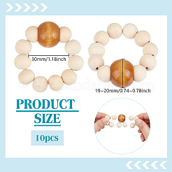 10Pcs Round Wood Beaded Napkin Rings&nbsp;HJEW-PH02431-02