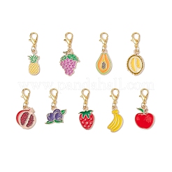 9Pcs Fruits Alloy Enamel Pendant Decorations&nbsp;HJEW-JM03672