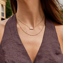 Imitation Pearl Double Round Ball Pendant 304 Stainless Steel Cable Chain Necklaces for Women&nbsp;GI5677