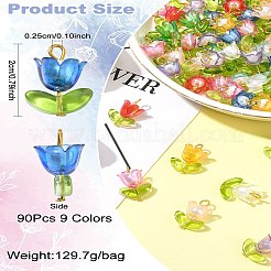 90Pcs 9 Colors Acrylic Lampwork Pendants&nbsp;PALLOY-CJ00048