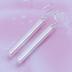 Silver Color Plated Brass Cuboid Dangle Earrings&nbsp;EJEW-BB11991