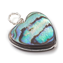 Natural Abalone Shell/Paua Shell Copper Wire Wrapped Pendants&nbsp;PALLOY-JF03007