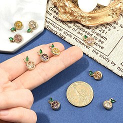 8Pcs 4 Colors Brass Micro Pave Cubic Zirconia Charms&nbsp;KK-YW0004-12