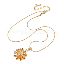 304 Stainless Steel Flower Pendant Snake Chain Necklaces for Women&nbsp;NJEW-F354-11A-G
