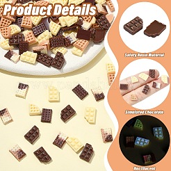 120Pcs 6 Styles Luminous Resin Imitation Chocolate Decoden Cabochons&nbsp;RESI-YW0004-72