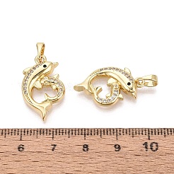 Brass Micro Pave Clear Cubic Zirconia Pendants&nbsp;KK-Q073-11G