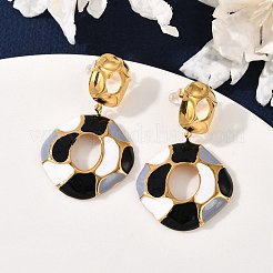 304 Stainless Steel Enamel Dangle Stud Earrings for Women&nbsp;EJEW-F353-01G-02