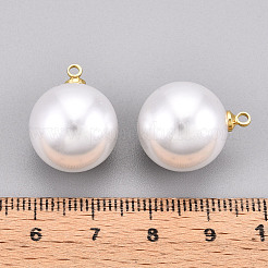 Brass & ABS Plastic Imitation Pearl Pendants&nbsp;KK-N261-16mm-121G