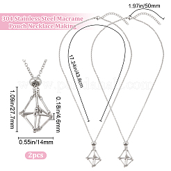 2Pcs 304 Stainless Steel Macrame Pouch Necklace Making for Gemstone Nuggets&nbsp;NJEW-BBC0001-23