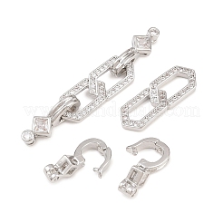 Brass Micro Pave Clear Cubic Zirconia Fold Over Clasps&nbsp;KK-U059-66P