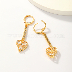 Fashionable Classic Brass Heart Tassel Hoop Earrings&nbsp;IX7410