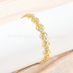 Brass Micro Pave Clear Cubic Zirconia Link Bracelets for Women&nbsp;BJEW-F504-14G