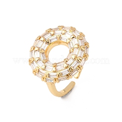Adjustable Brass Micro Pave Cubic Zirconia Cuff Rings for Women&nbsp;RJEW-B139-05G