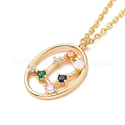 Colorful Cubic Zirconia Constellation Pendant Necklace&nbsp;NJEW-H166-01F